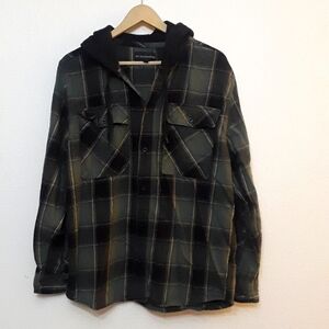 No Boundaries Men's hooded flannel